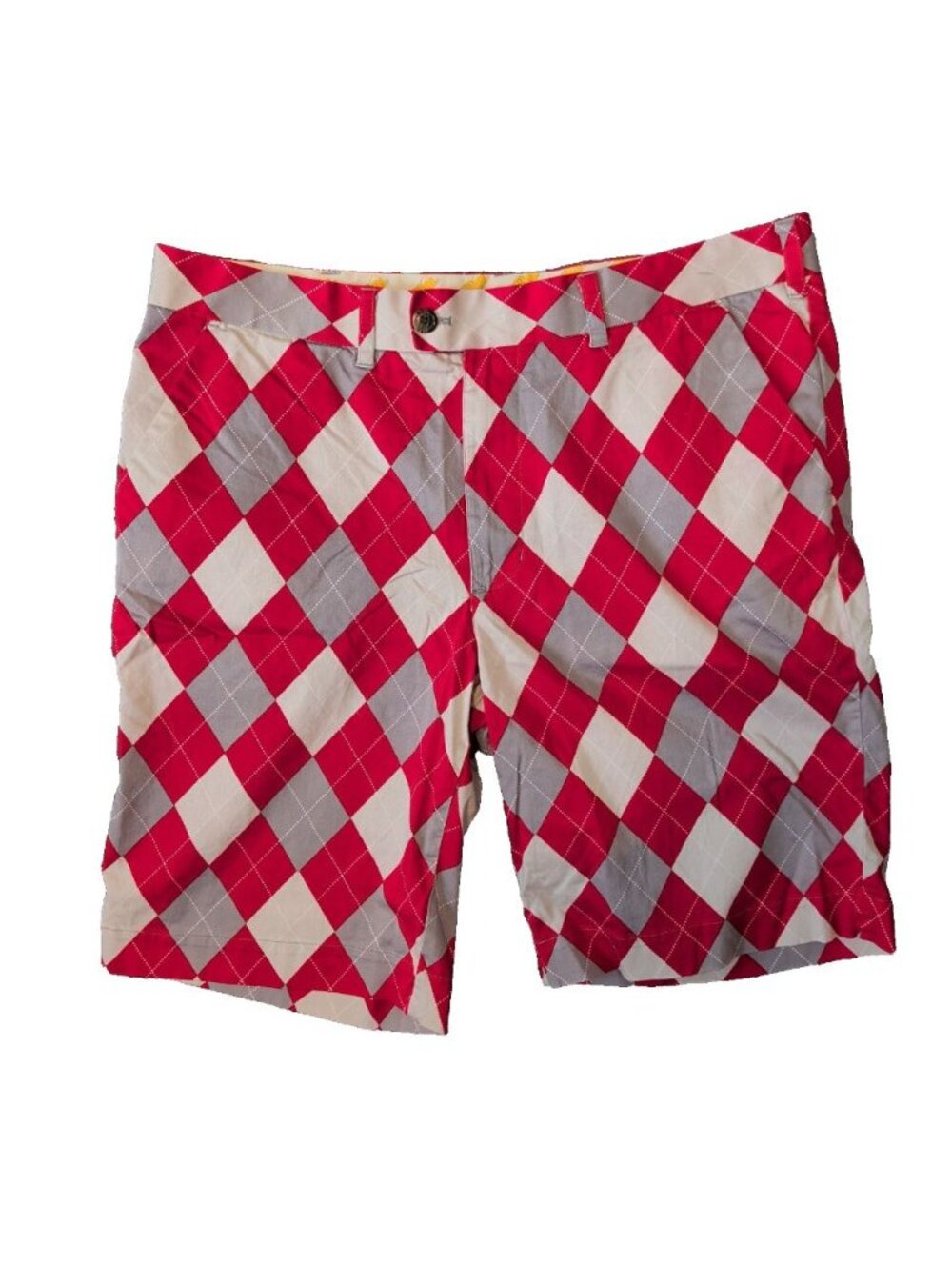 Loudmouth Golf Shorts Mens W38" Red Plaid Windowpane Stretch Chino Preppy
